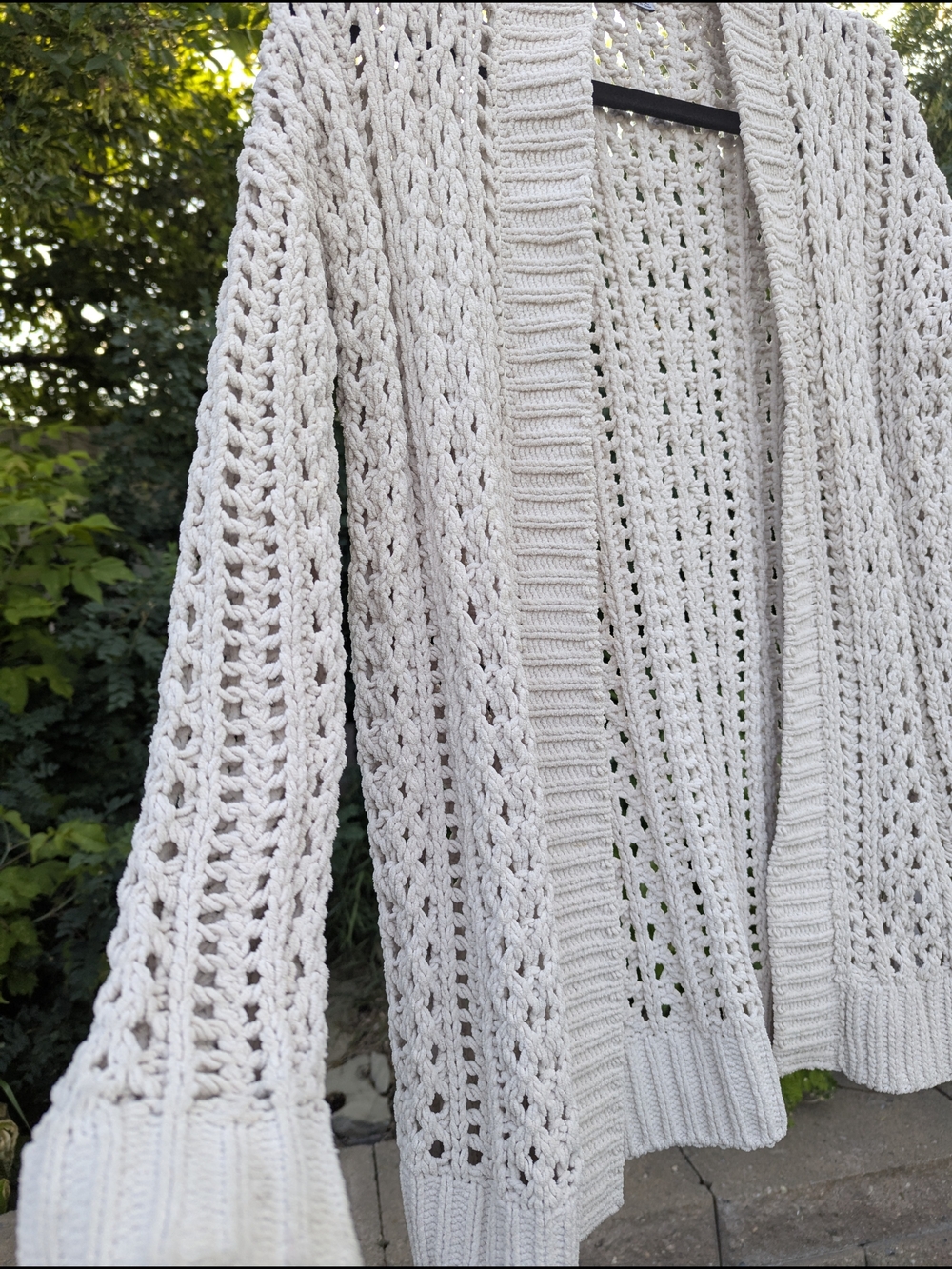 Dex Open Knit Chenille Cardigan Sweater Chunky Crochet Boho Coquettecore - Picture 6 of 13